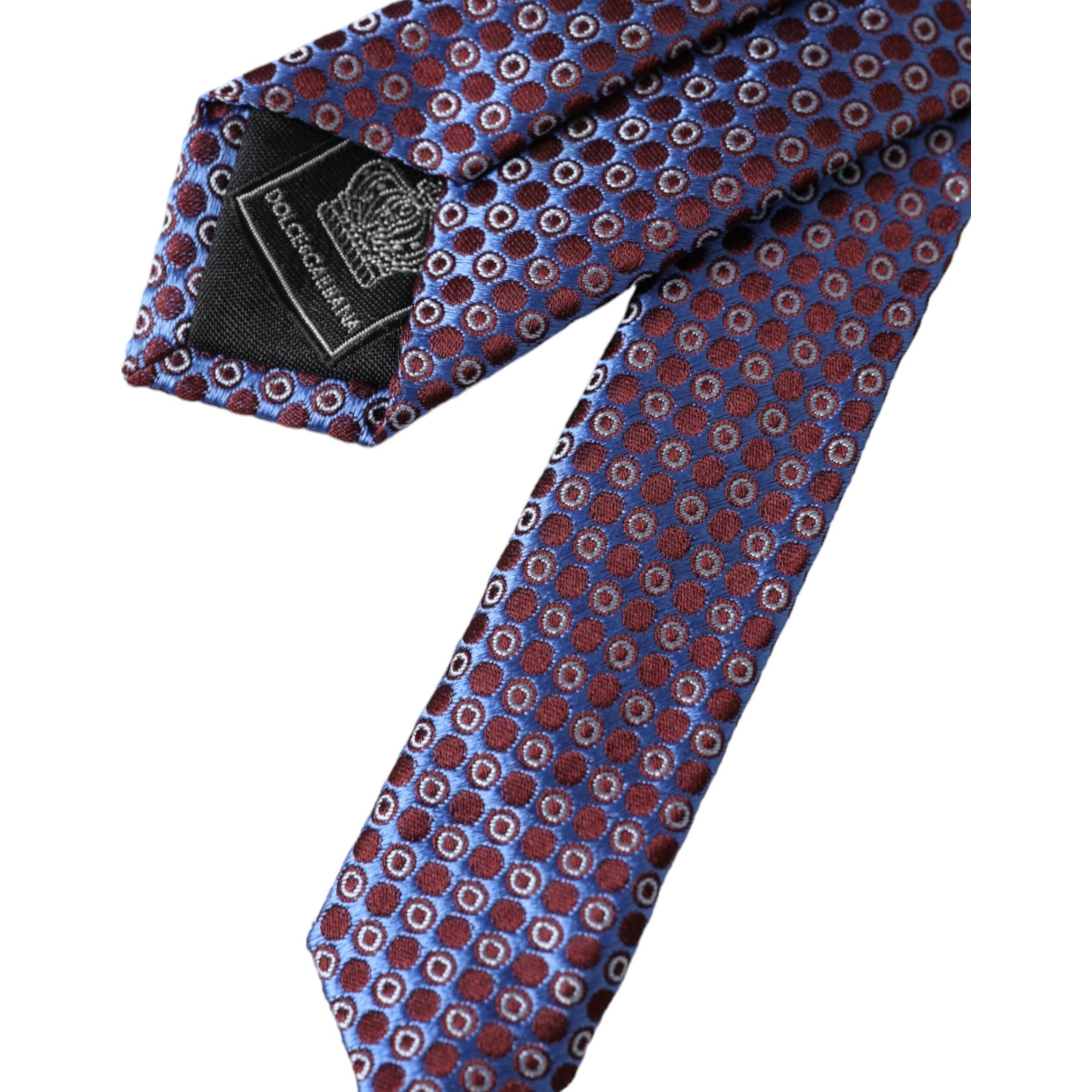Dolce & Gabbana Blue Purple Patterned Silk Adjustable Tie