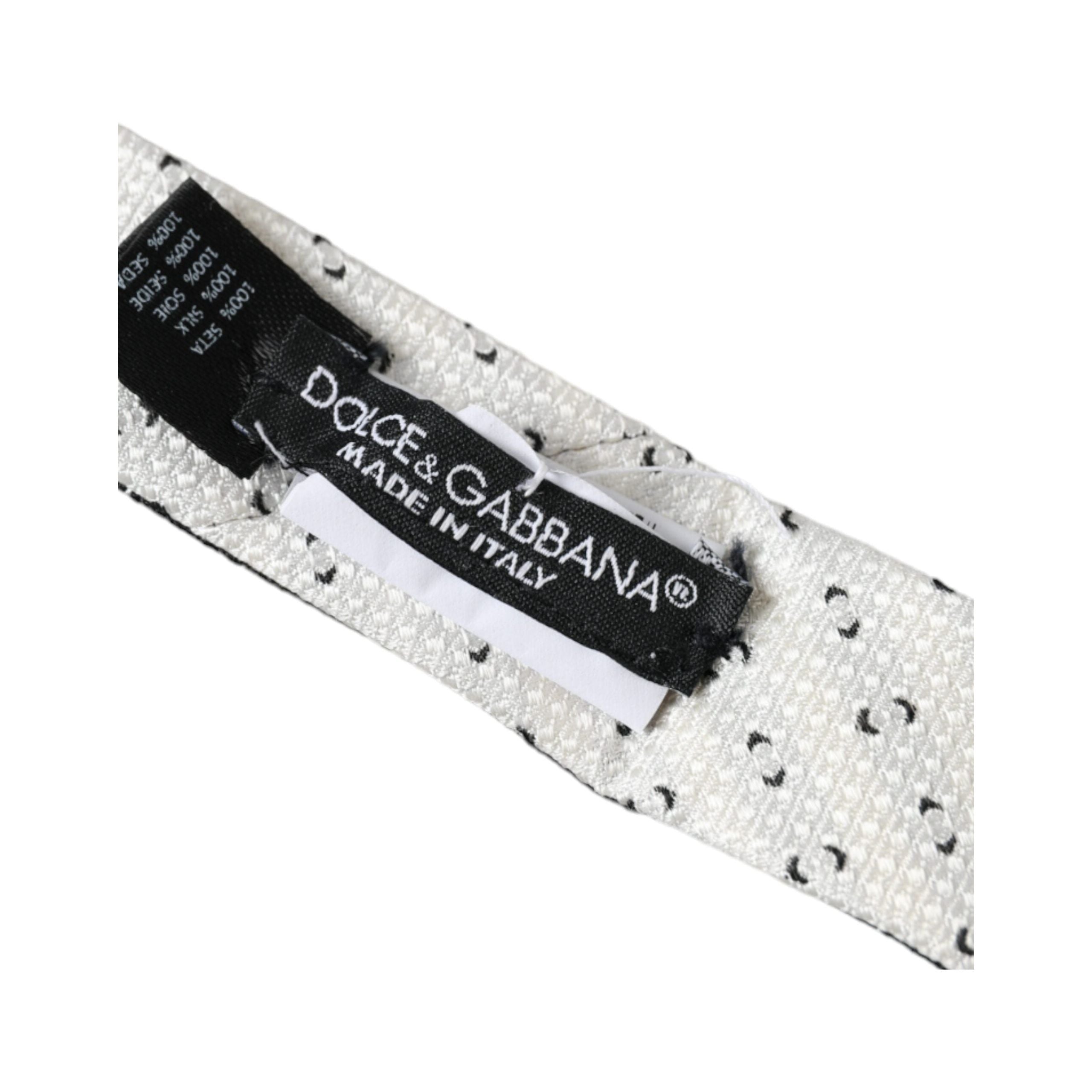 Dolce & Gabbana Black Silk Patterned Adjustable Tie Luxury