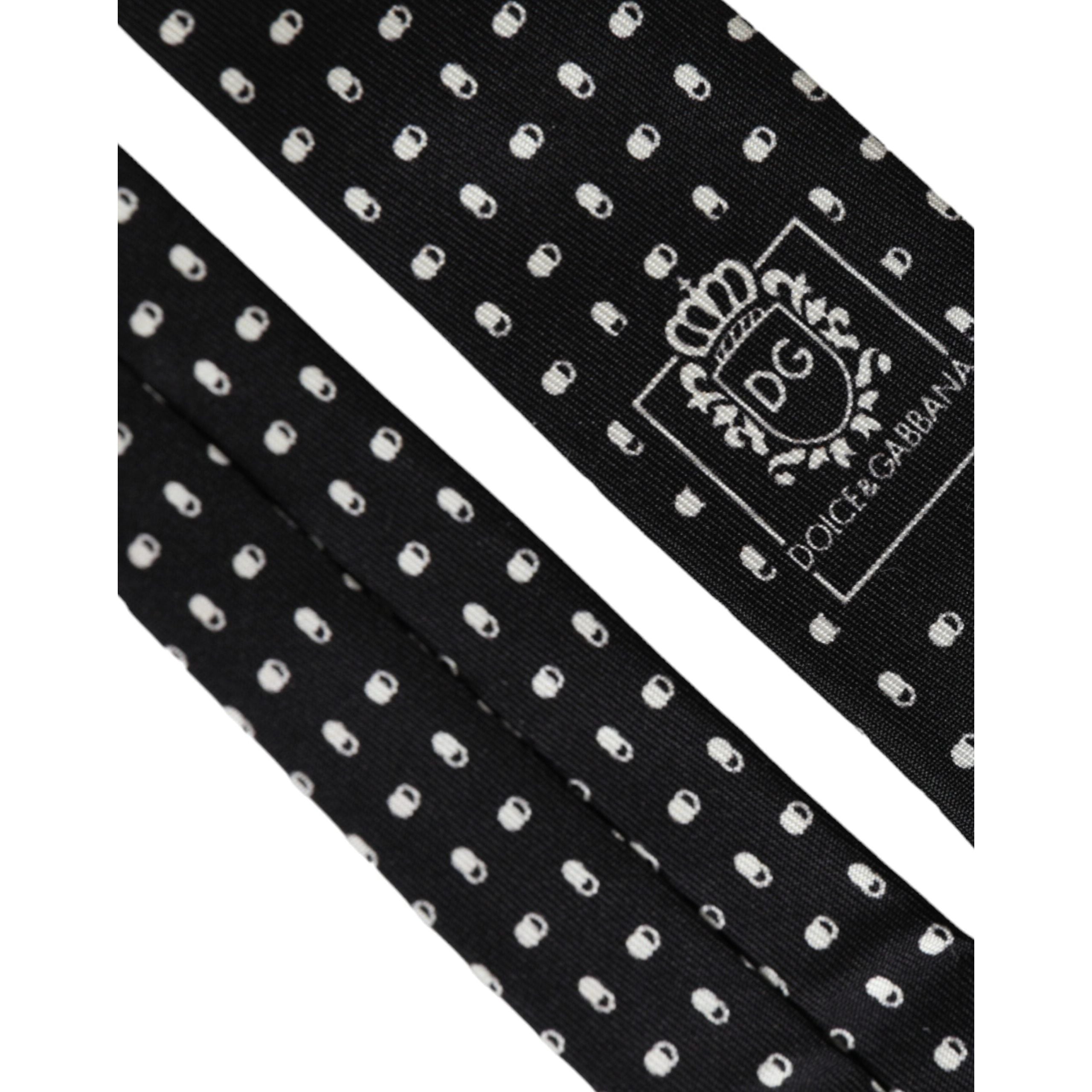 Dolce & Gabbana Black Patterned 100% Silk Adjustable Tie