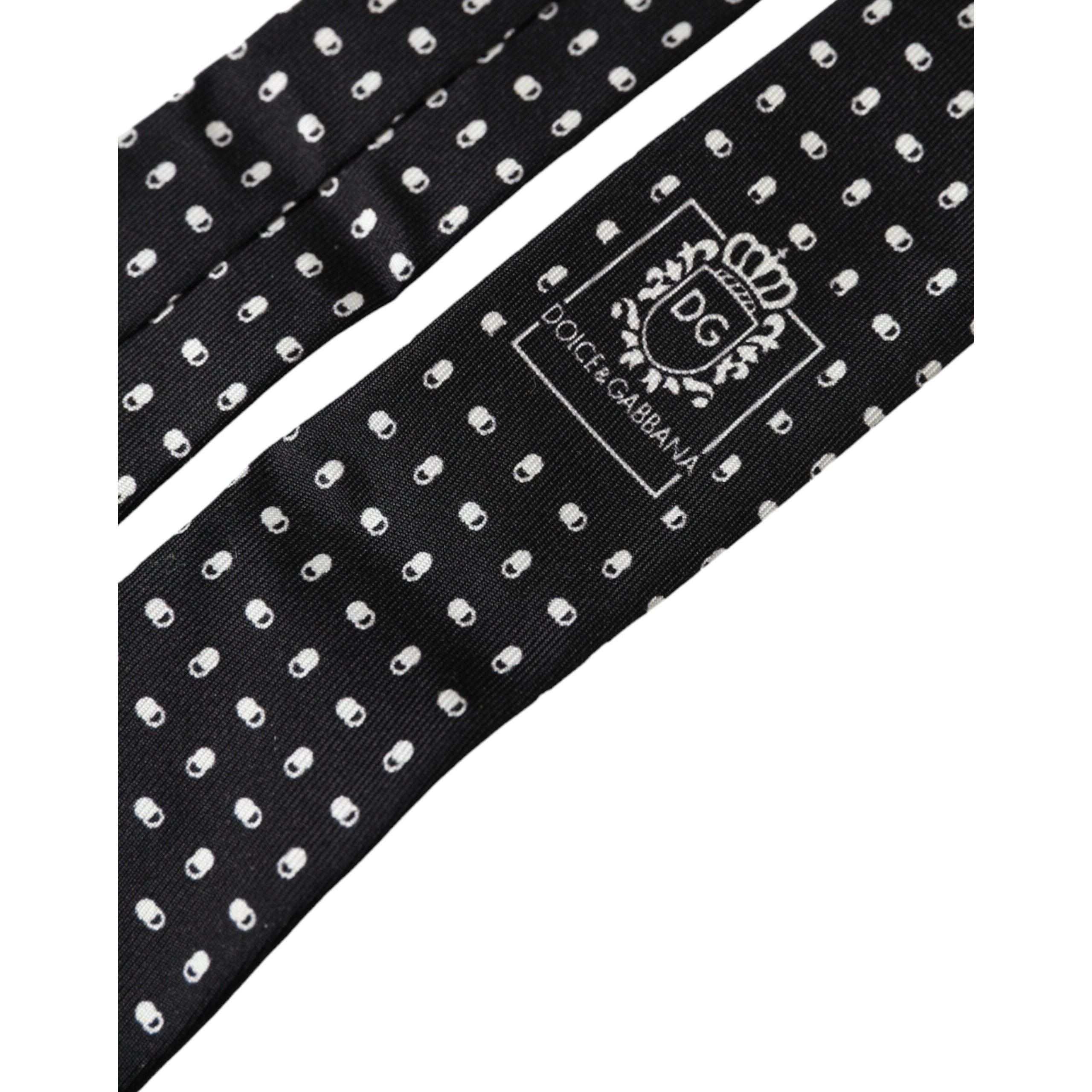 Dolce & Gabbana Black Patterned 100% Silk Adjustable Tie