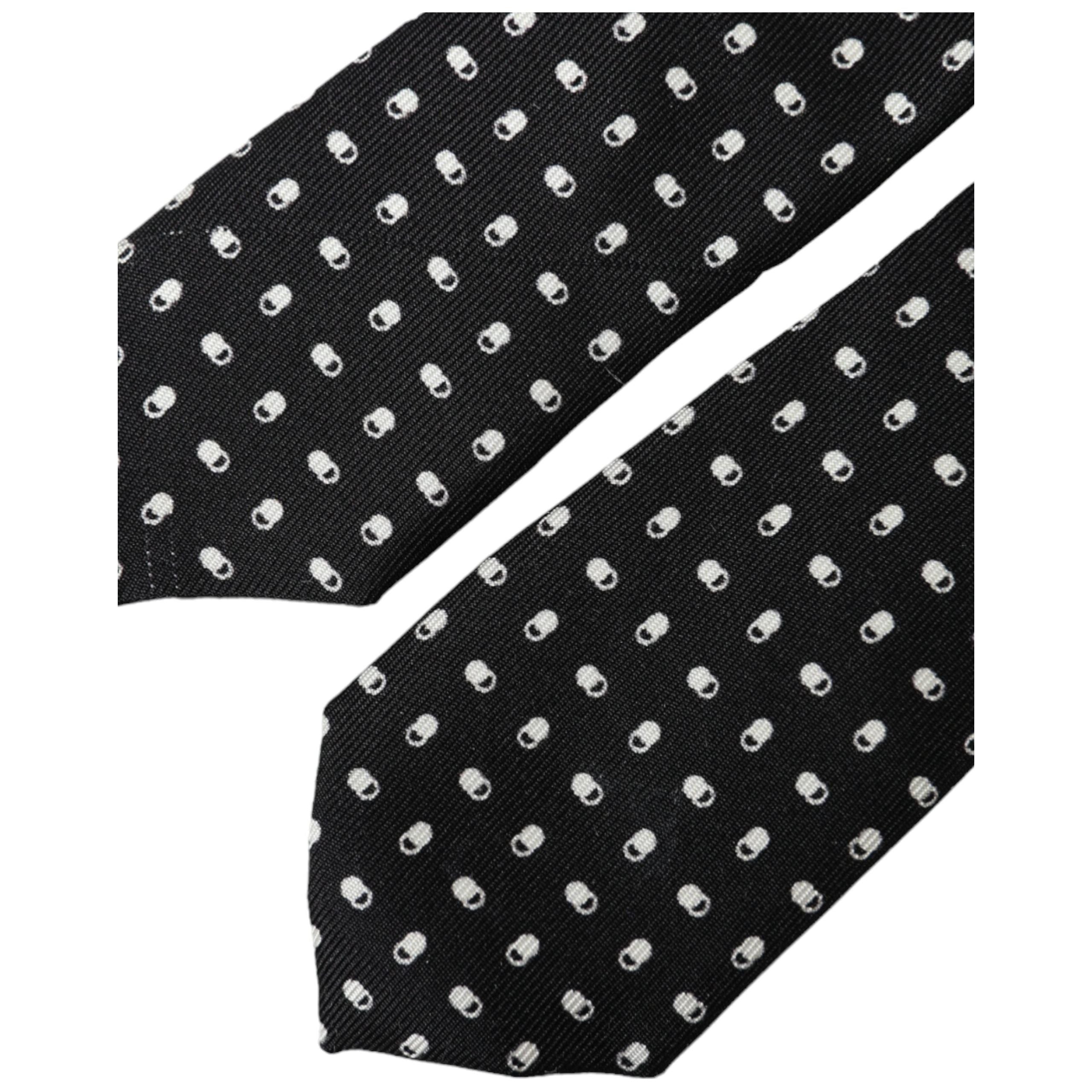 Dolce & Gabbana Black Patterned 100% Silk Adjustable Tie