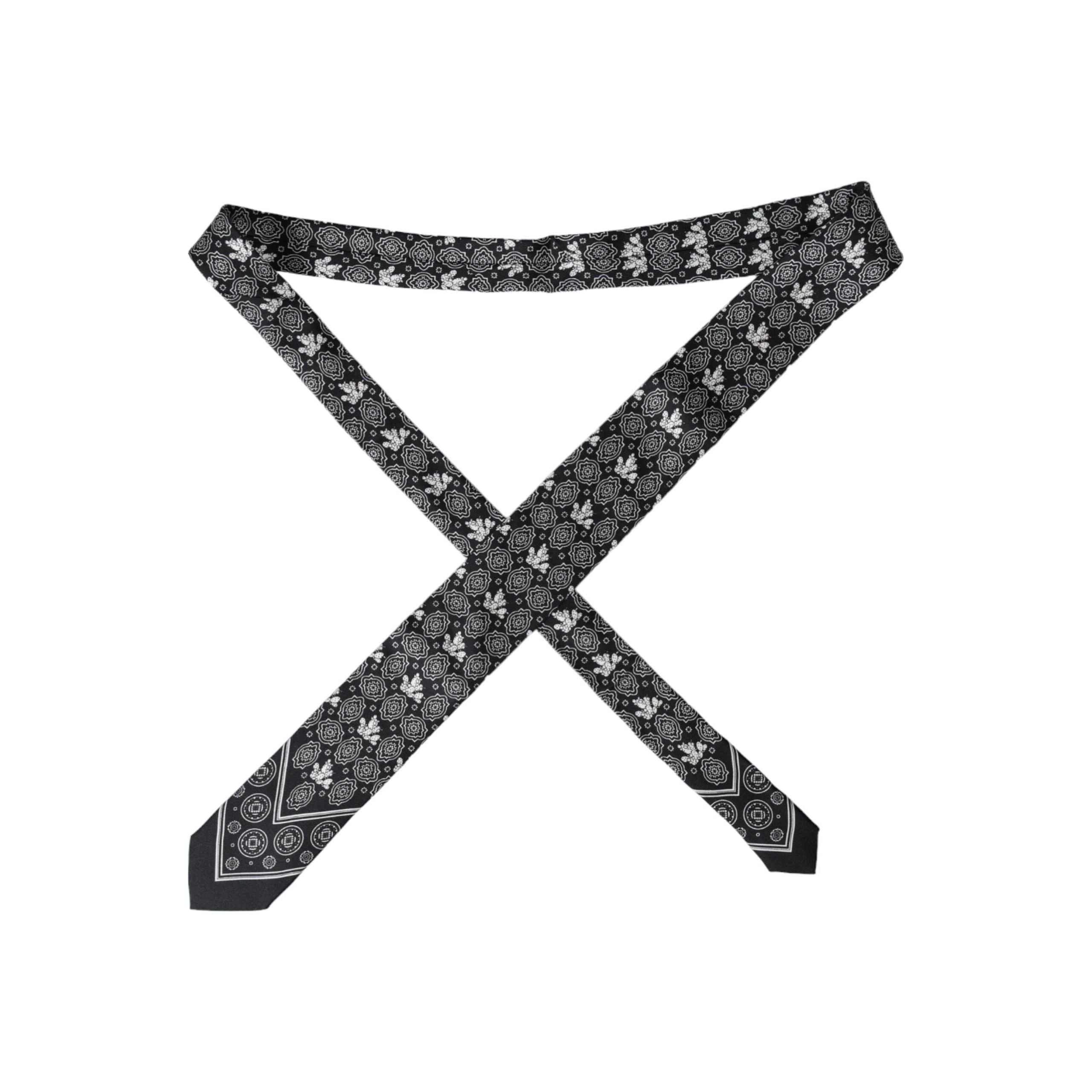 Dolce & Gabbana Black Patterned 100% Silk Adjustable Tie