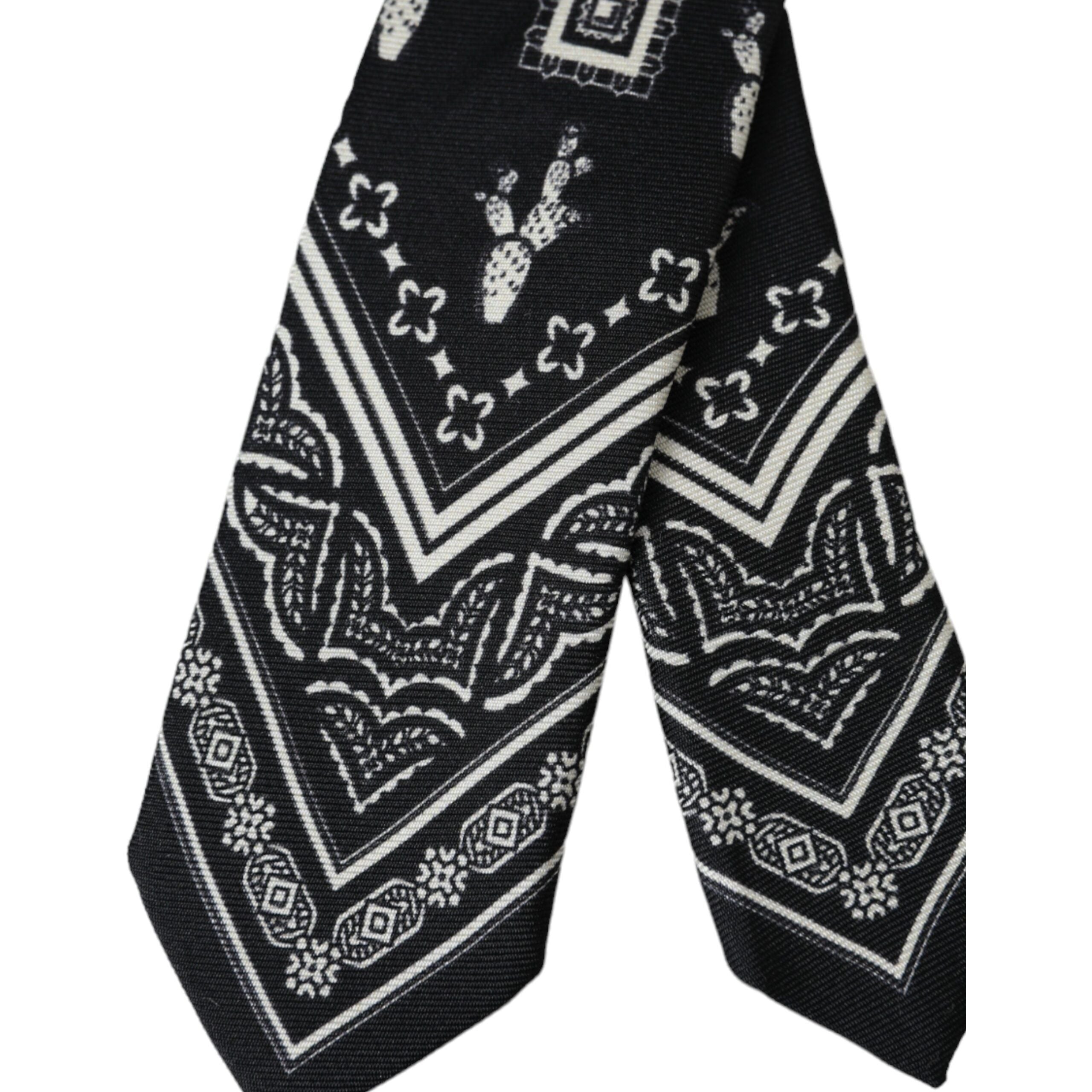 Dolce & Gabbana Black Patterned 100% Silk Adjustable Tie