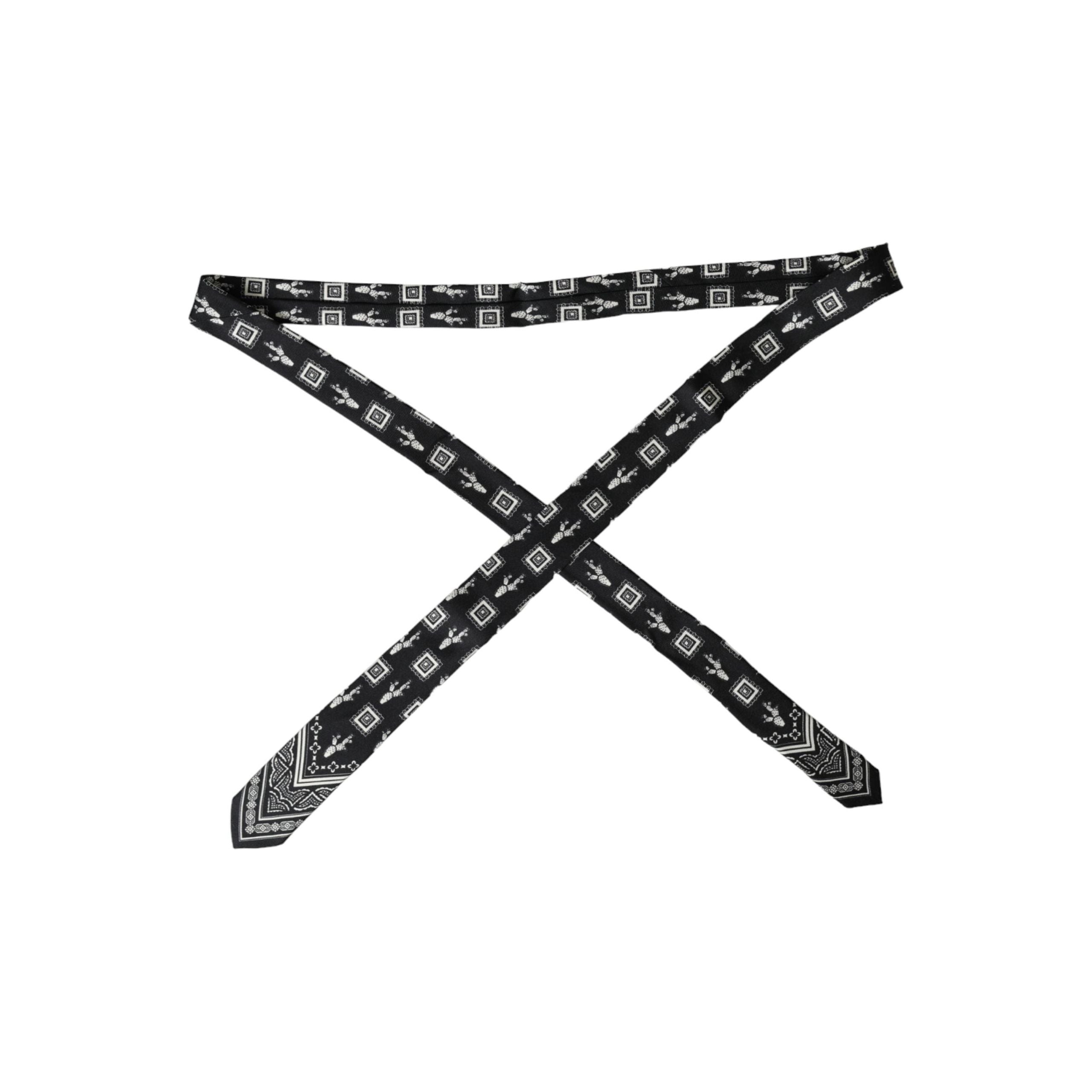 Dolce & Gabbana Black Patterned 100% Silk Adjustable Tie