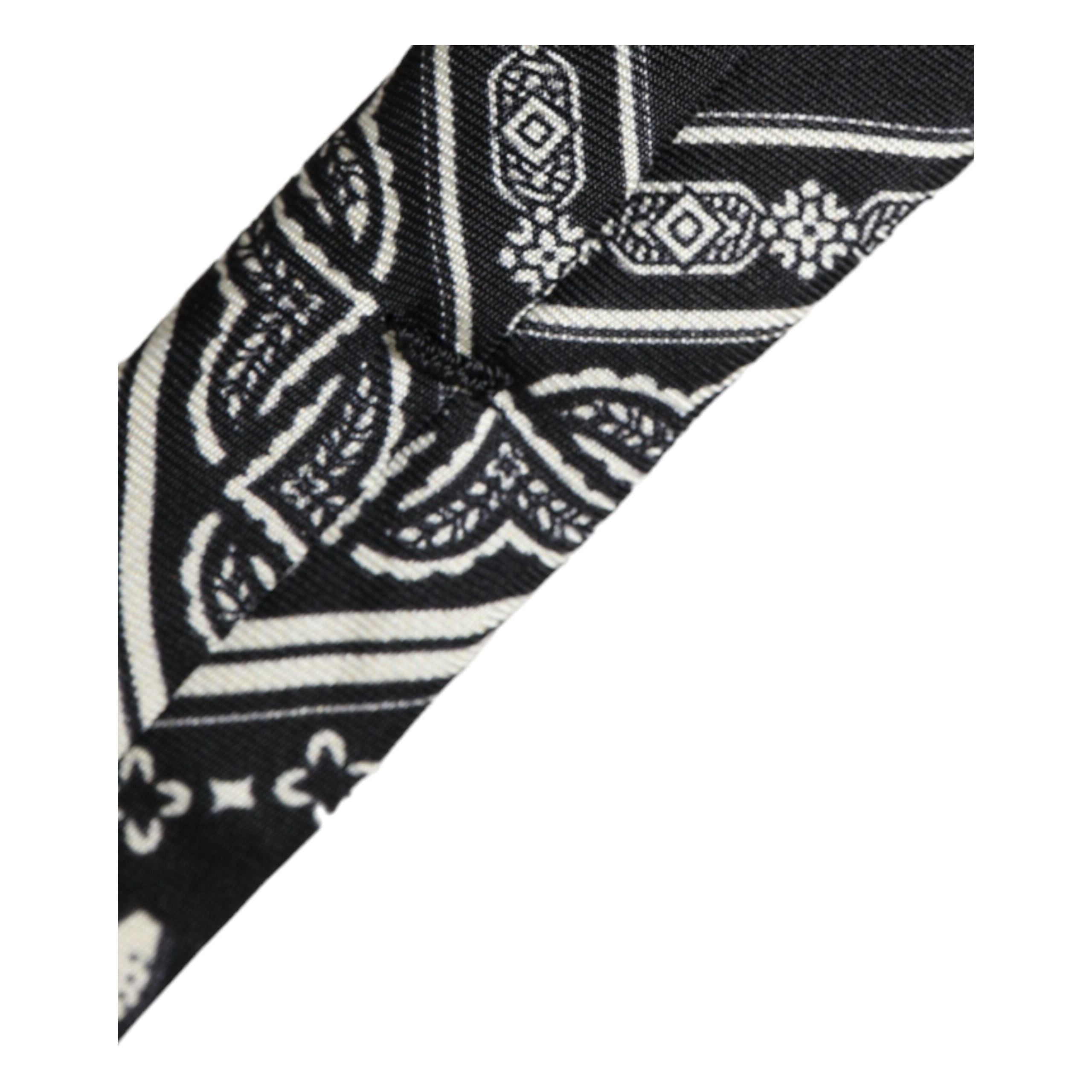 Dolce & Gabbana Black Patterned 100% Silk Adjustable Tie
