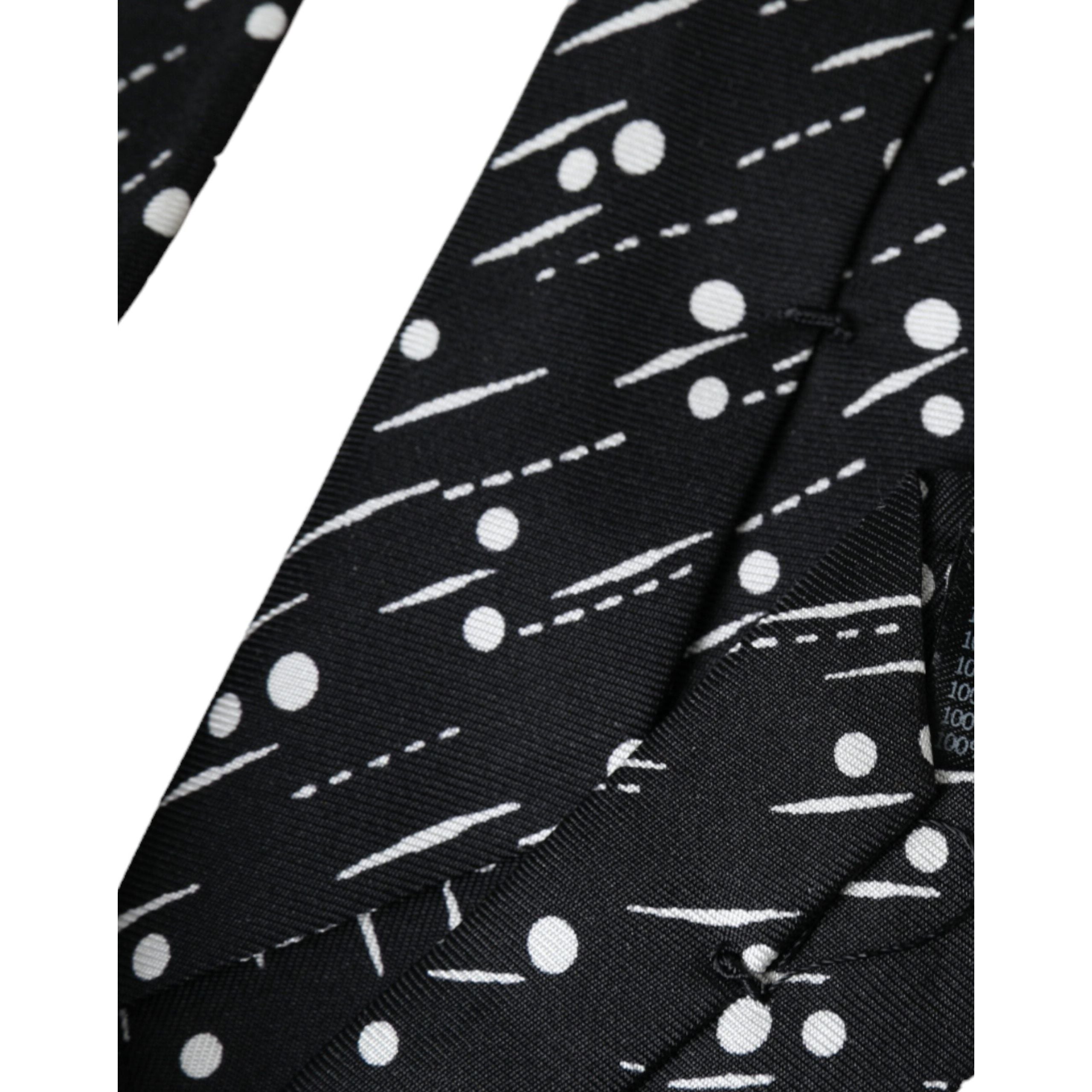 Dolce & Gabbana Black Dotted 100% Silk Adjustable Tie