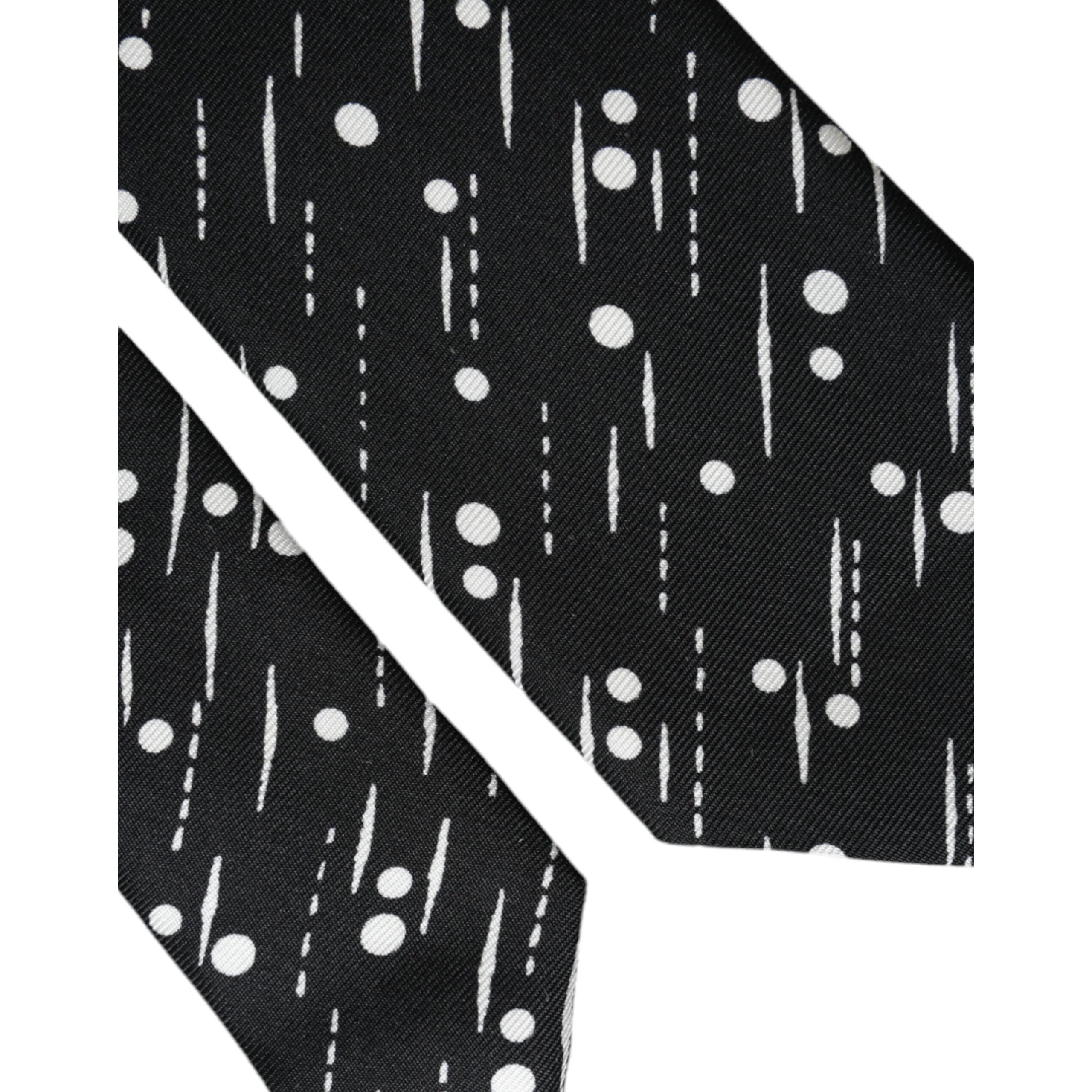 Dolce & Gabbana Black Dotted 100% Silk Adjustable Tie