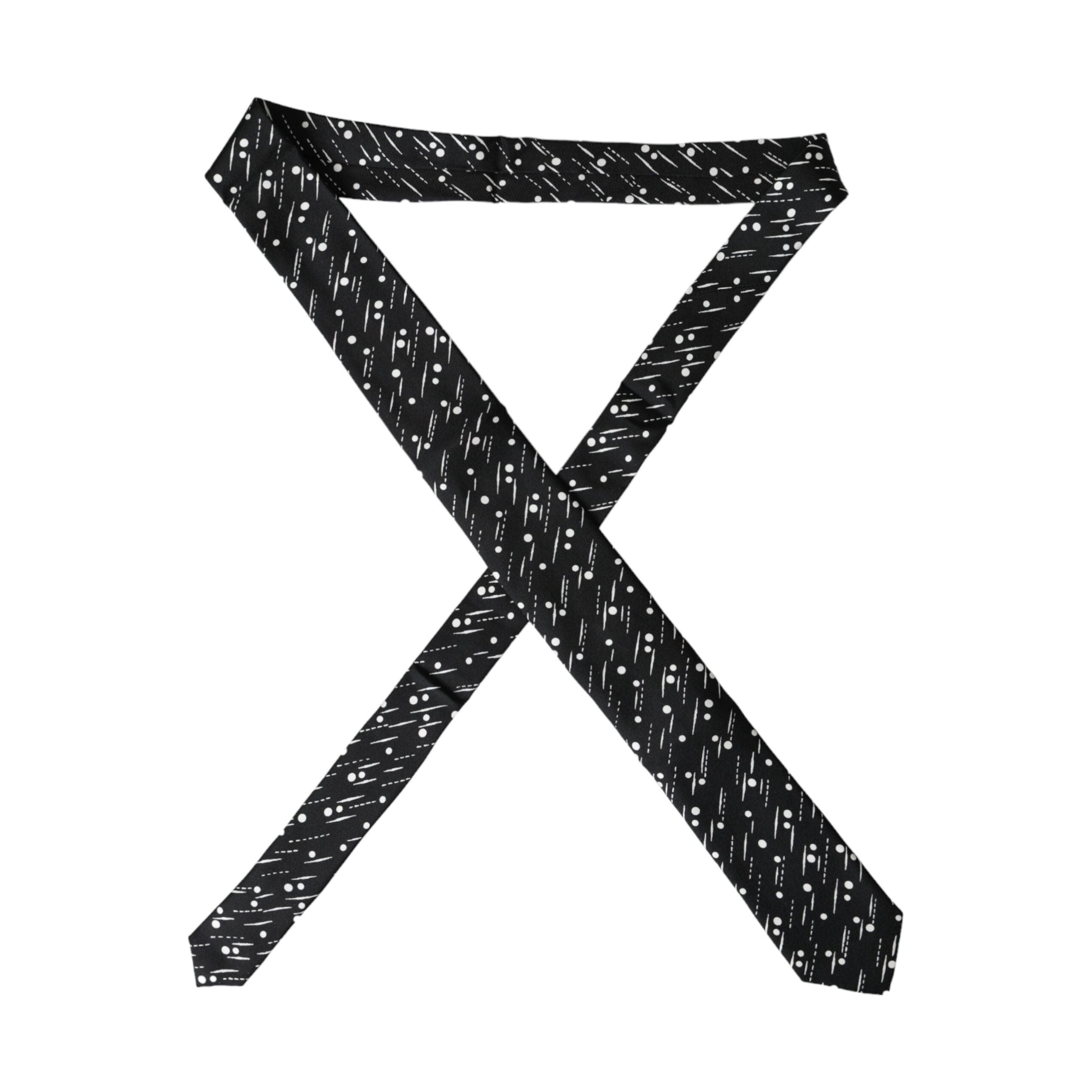 Dolce & Gabbana Black Dotted 100% Silk Adjustable Tie