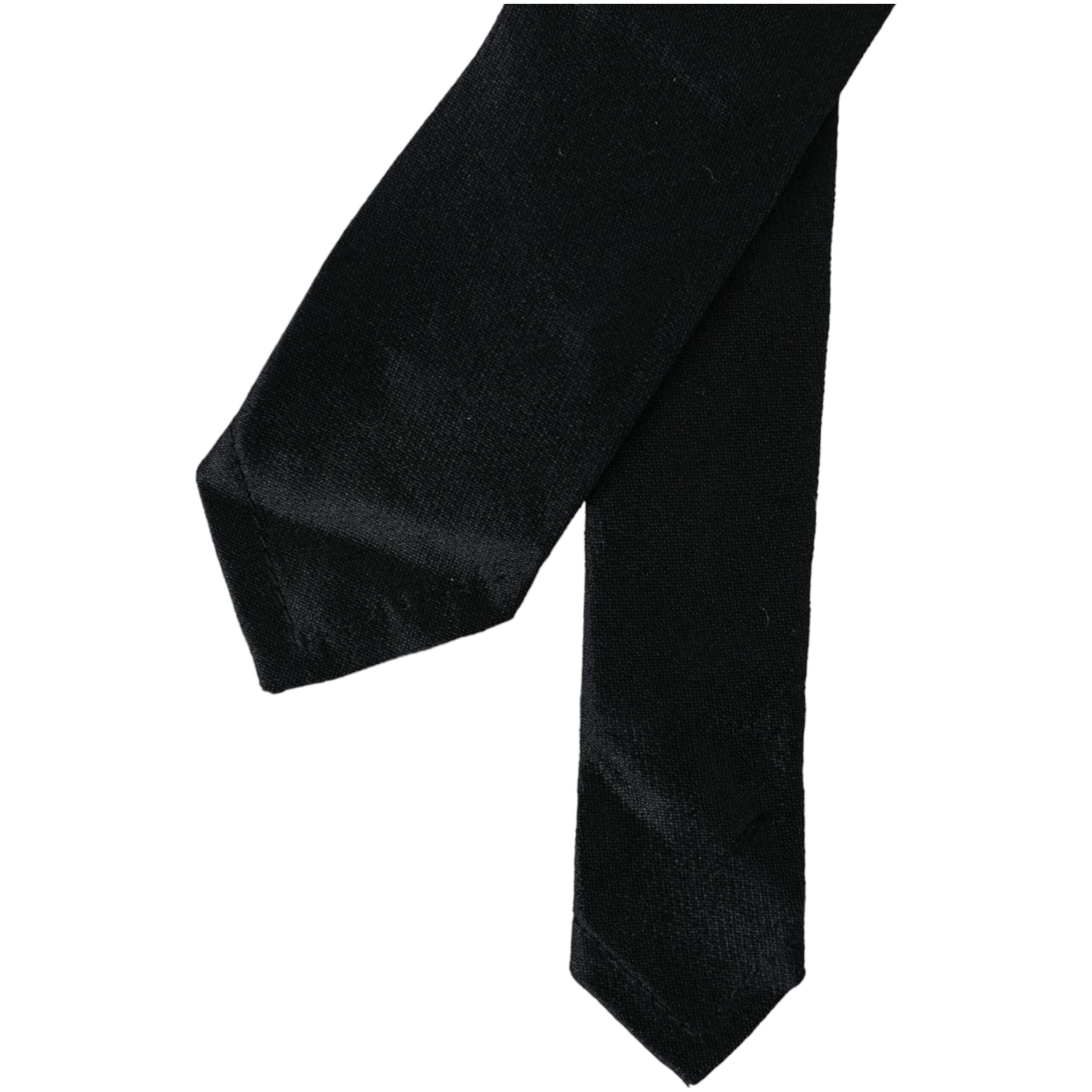 Dolce & Gabbana Black Solid 100% Silk Adjustable Tie