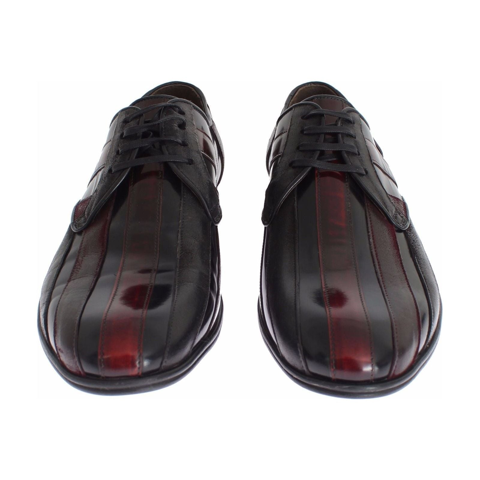 Dolce & Gabbana Black Striped Leather Dress Shoes