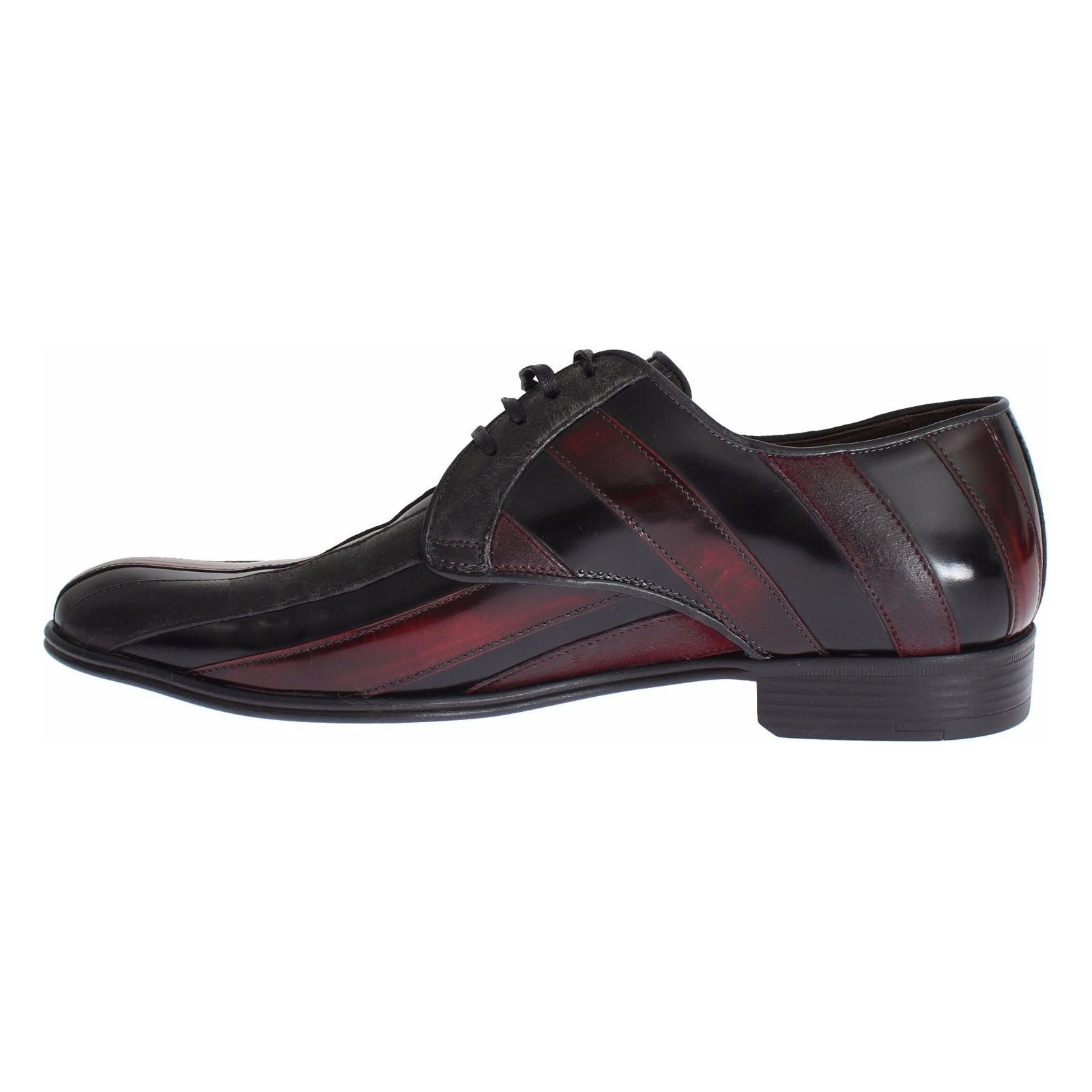 Dolce & Gabbana Black Striped Leather Dress Shoes