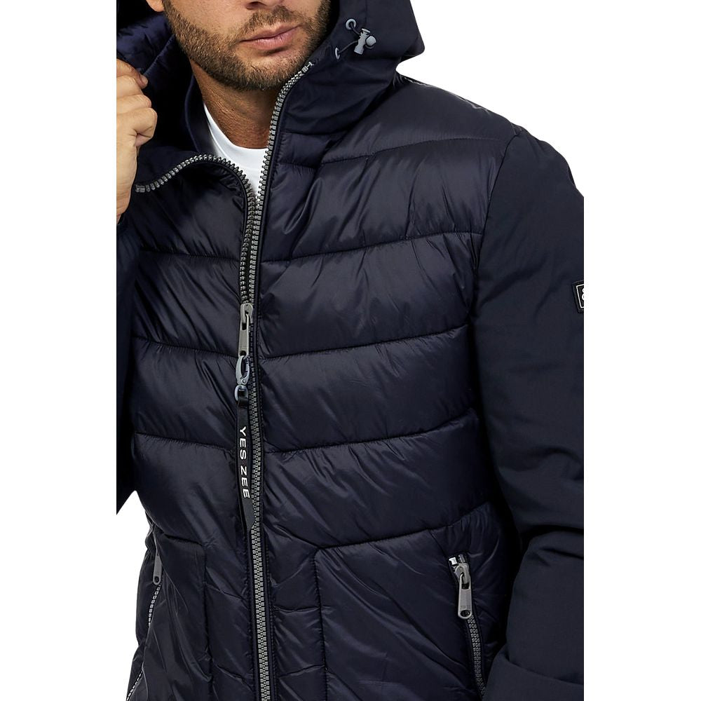 Yes Zee Blue Nylon Jacket - Elevated Outerwear Luxury