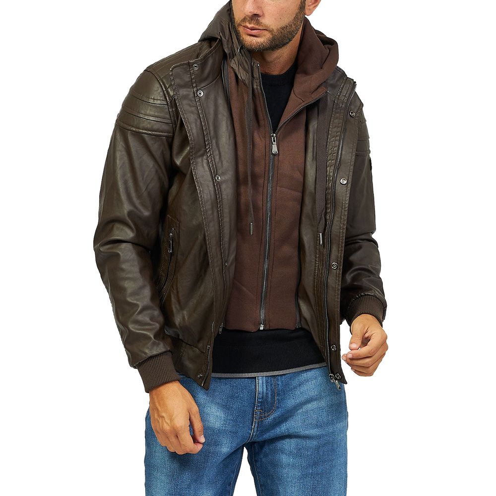 Yes Zee Brown Eco-Leather Jacket for Elevated Style