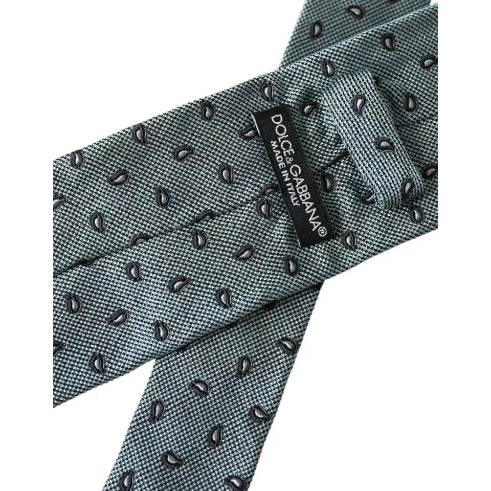 Dolce & Gabbana Green 100% Silk Patterned Adjustable Tie