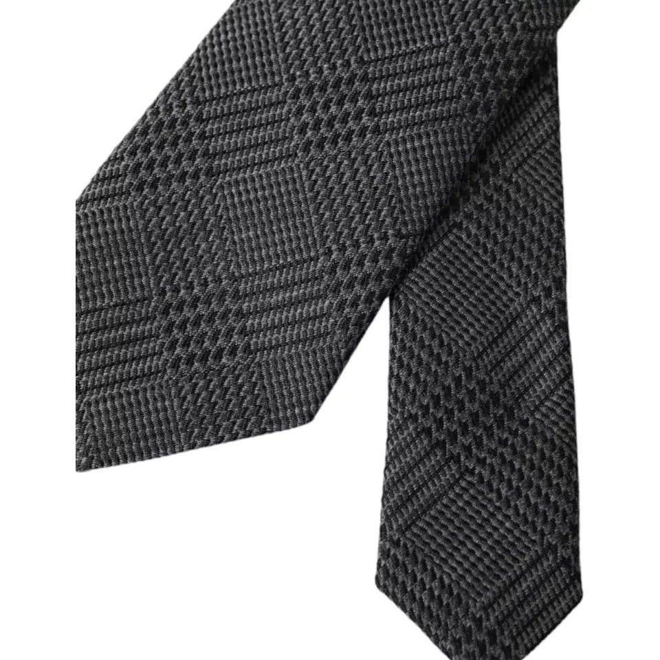 Dolce & Gabbana Dark Gray Plaid Silk Adjustable Tie