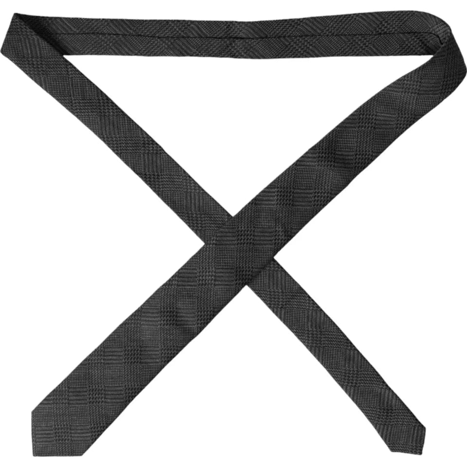 Dolce & Gabbana Dark Gray Plaid Silk Adjustable Tie