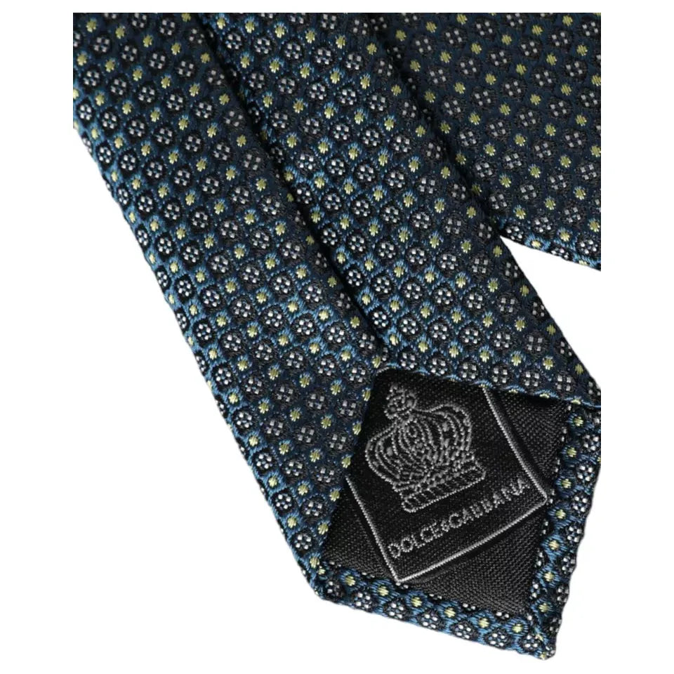 Dolce & Gabbana Green Patterned 100% Silk Adjustable Tie
