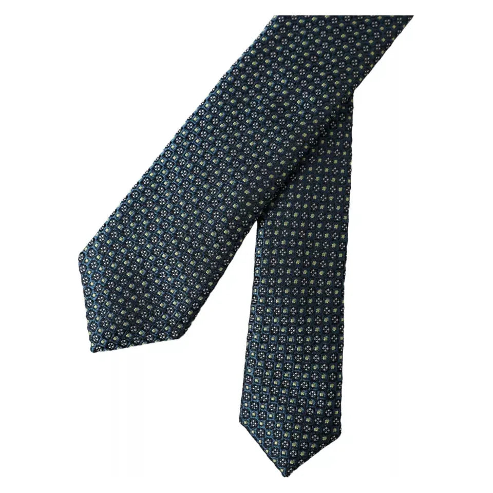 Dolce & Gabbana Green Patterned 100% Silk Adjustable Tie