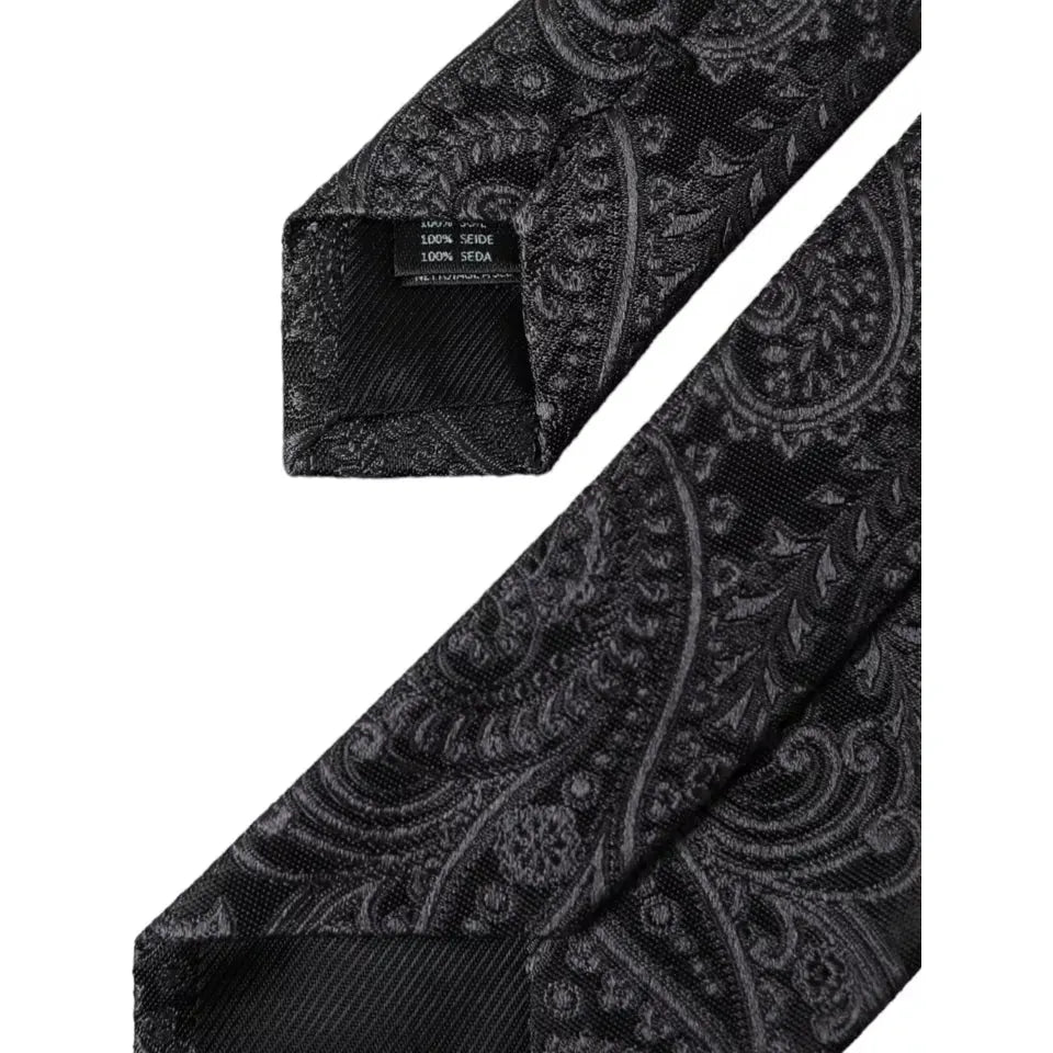 Dolce & Gabbana Gray Patterned 100% Silk Adjustable Tie