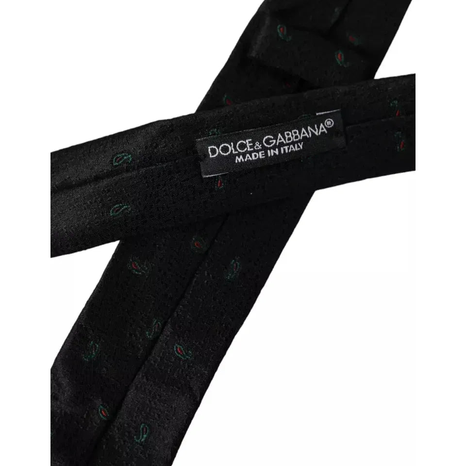 Dolce & Gabbana Black 100% Silk Adjustable Tie