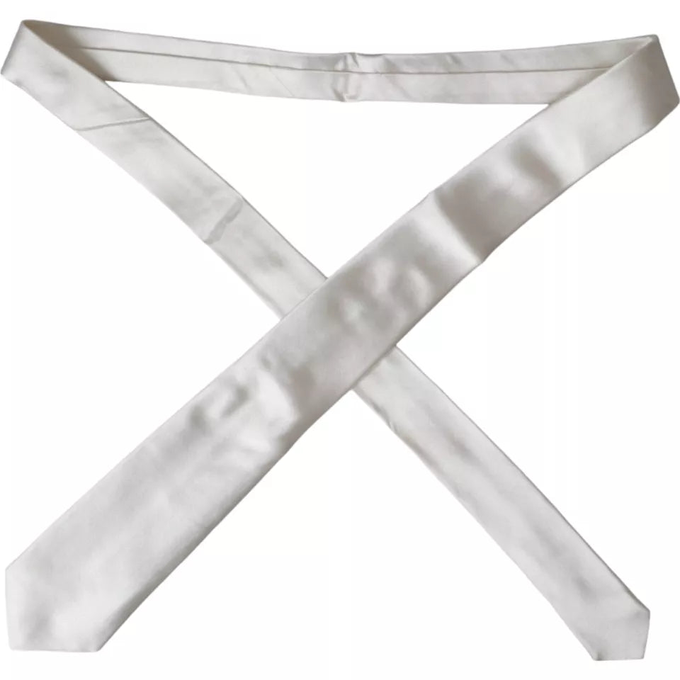 Dolce & Gabbana White Satin Silk Adjustable Tie