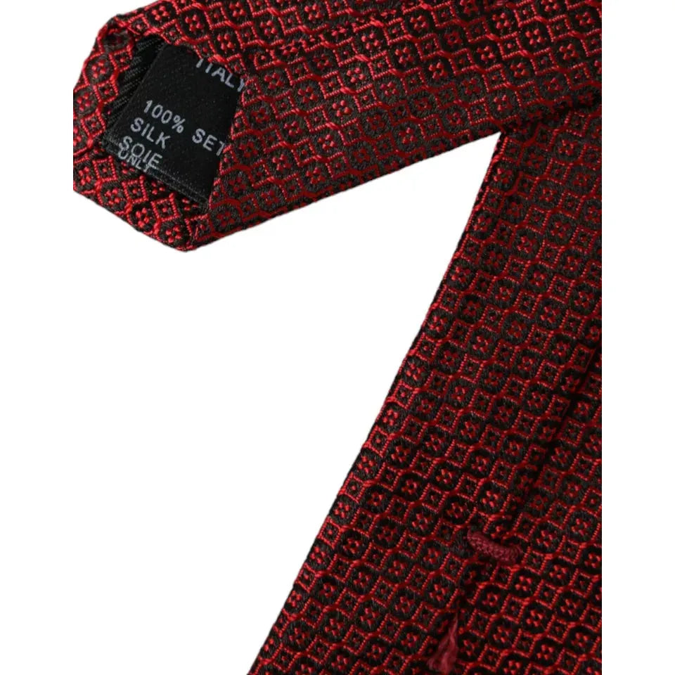Dolce & Gabbana Red Patterned 100% Silk Adjustable Tie