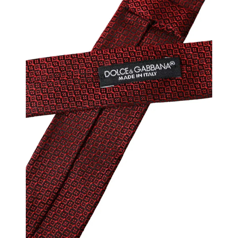 Dolce & Gabbana Red Patterned 100% Silk Adjustable Tie