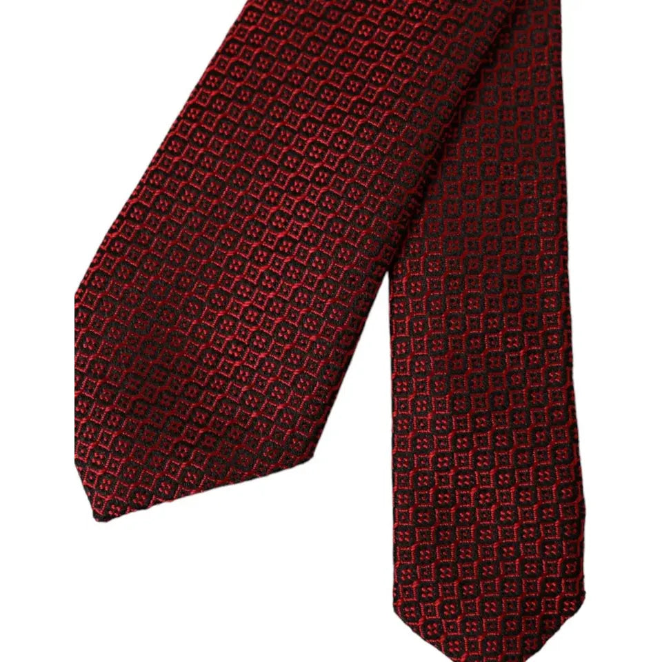 Dolce & Gabbana Red Patterned 100% Silk Adjustable Tie