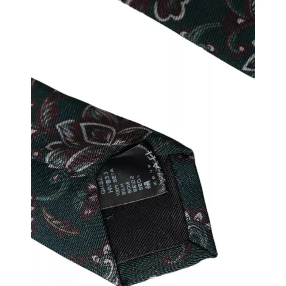 Dolce & Gabbana Green Floral Print Silk Adjustable Tie
