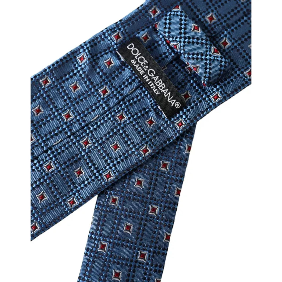 Dolce & Gabbana Blue Patterned 100% Silk Adjustable Tie