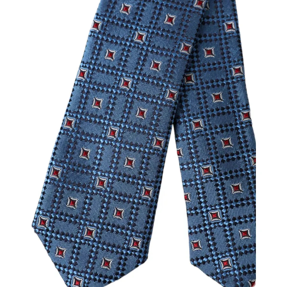 Dolce & Gabbana Blue Patterned 100% Silk Adjustable Tie