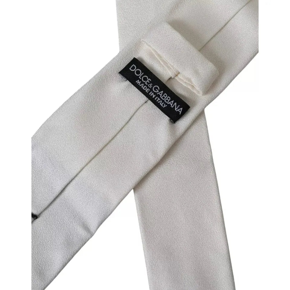Dolce & Gabbana White Silk Classic Adjustable Tie