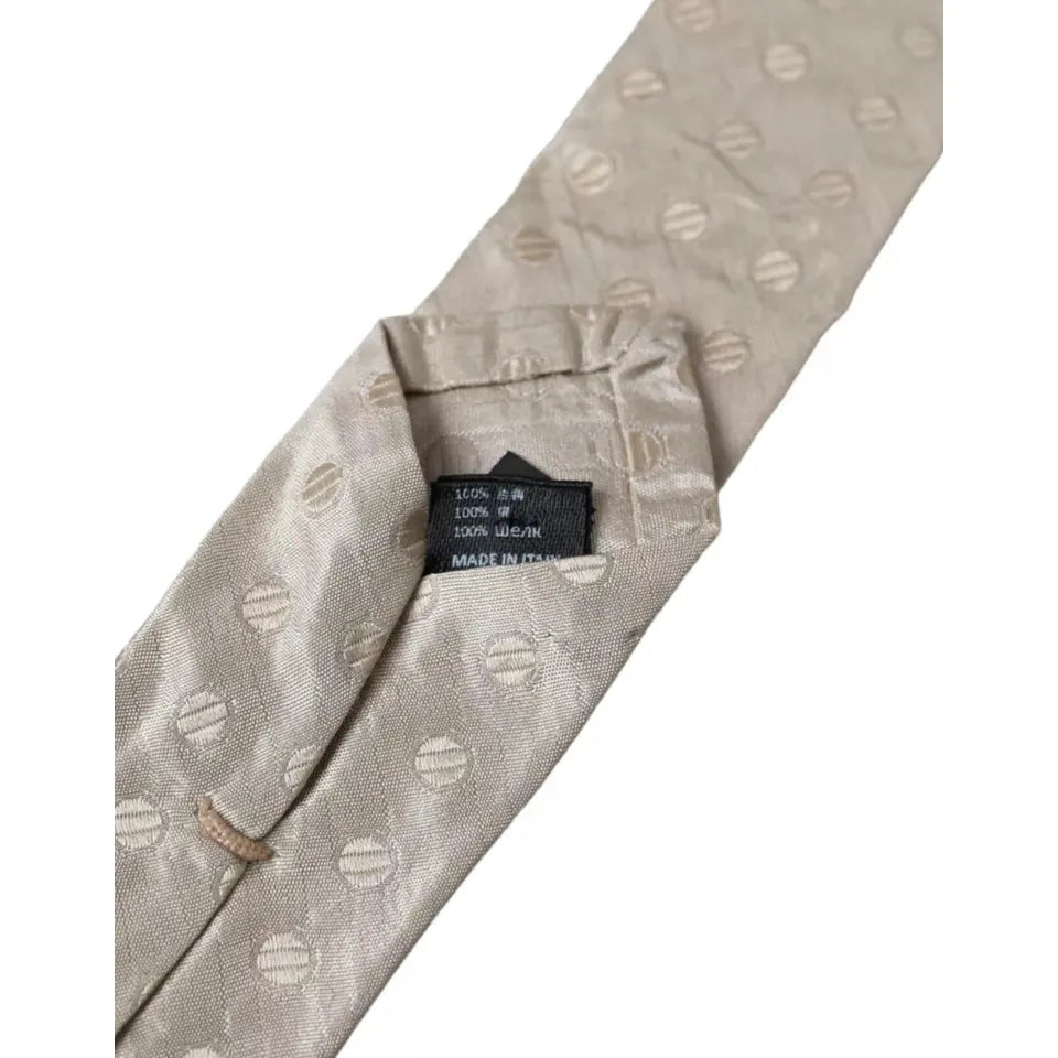 Dolce & Gabbana Beige Dotted Silk Classic Adjustable Tie