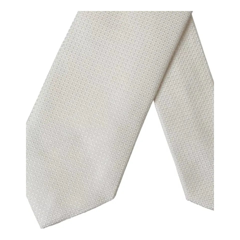 Dolce & Gabbana Off White Patterned Silk Classic Adjustable Tie
