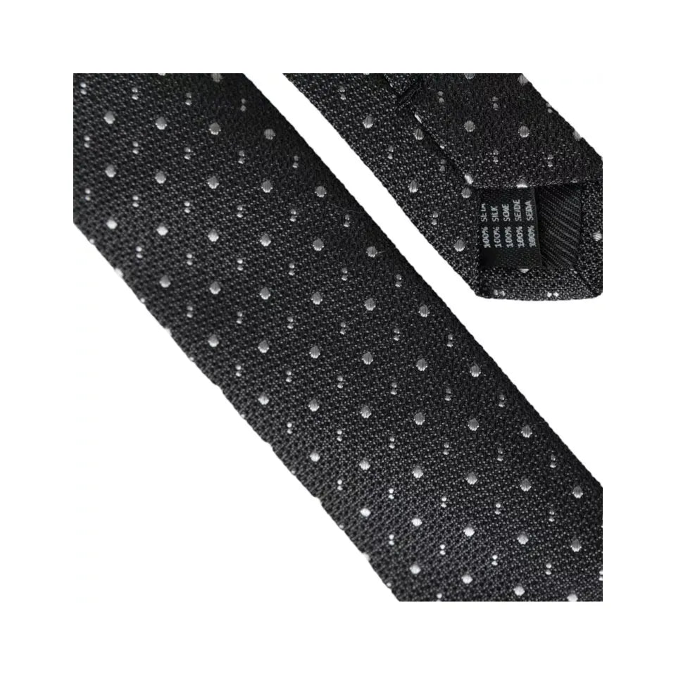 Dolce & Gabbana Black Polka Dot Silk Adjustable Tie