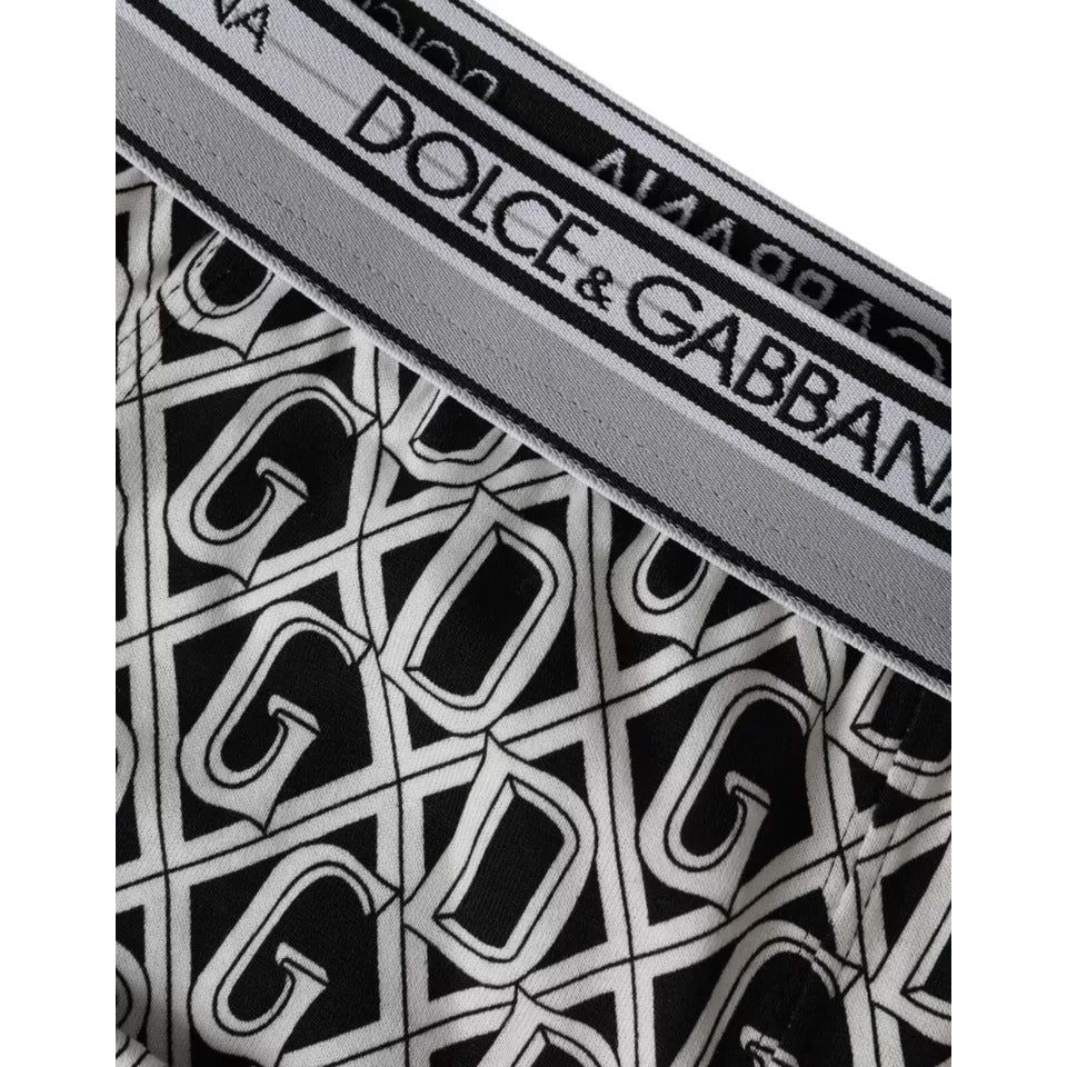 Dolce & Gabbana Black White Cotton Stretch Cycling Underwear