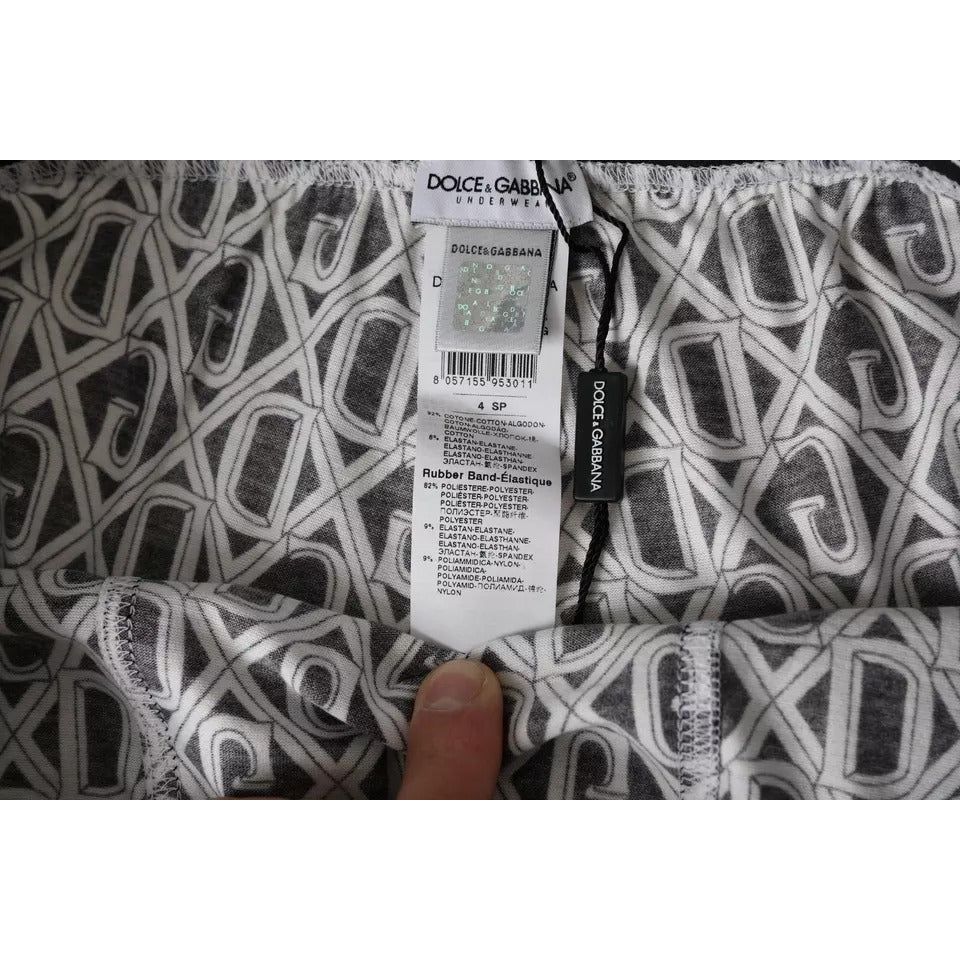 Dolce & Gabbana Black White Cotton Stretch Cycling Underwear