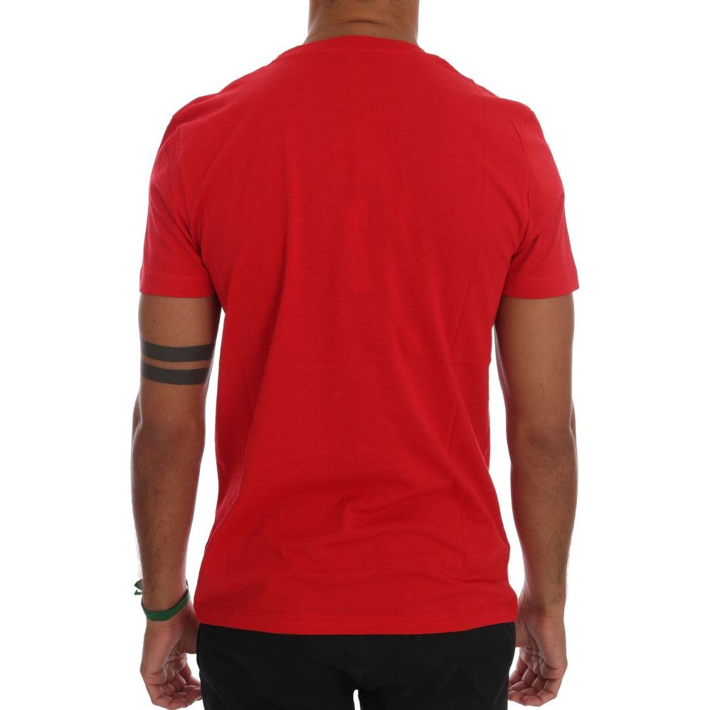 Frankie Morello Chic Red Cotton Crewneck Tee