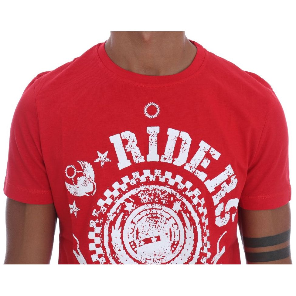 Frankie Morello Chic Red Cotton Crewneck Tee