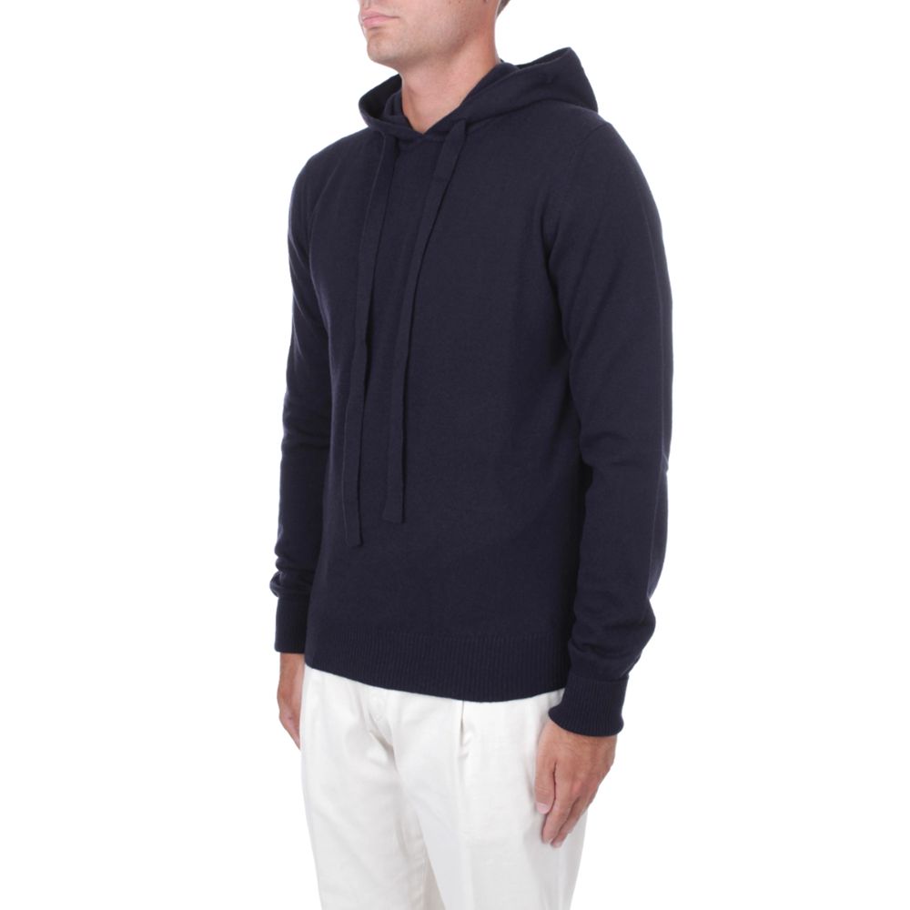 Alpha Studio Blue Wool Hoodie - Timeless Luxury Redefined
