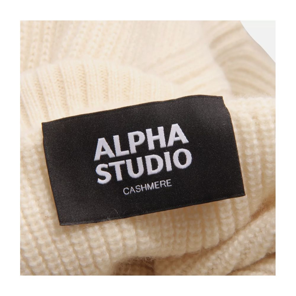 Alpha Studio White Cashmere Sweater for Timeless Elegance