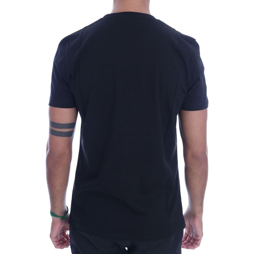 Frankie Morello Black Cotton Crewneck Tee with 'RIDERS' Motif