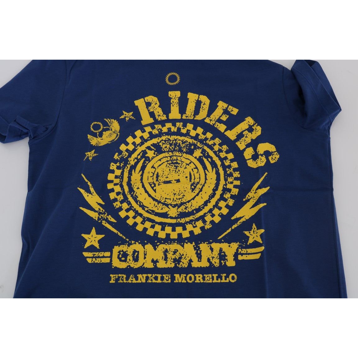 Frankie Morello Blue Cotton Tee with Riders Motif