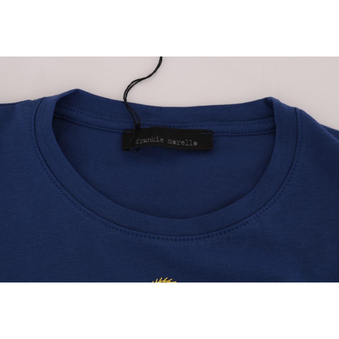 Frankie Morello Blue Cotton Tee with Riders Motif