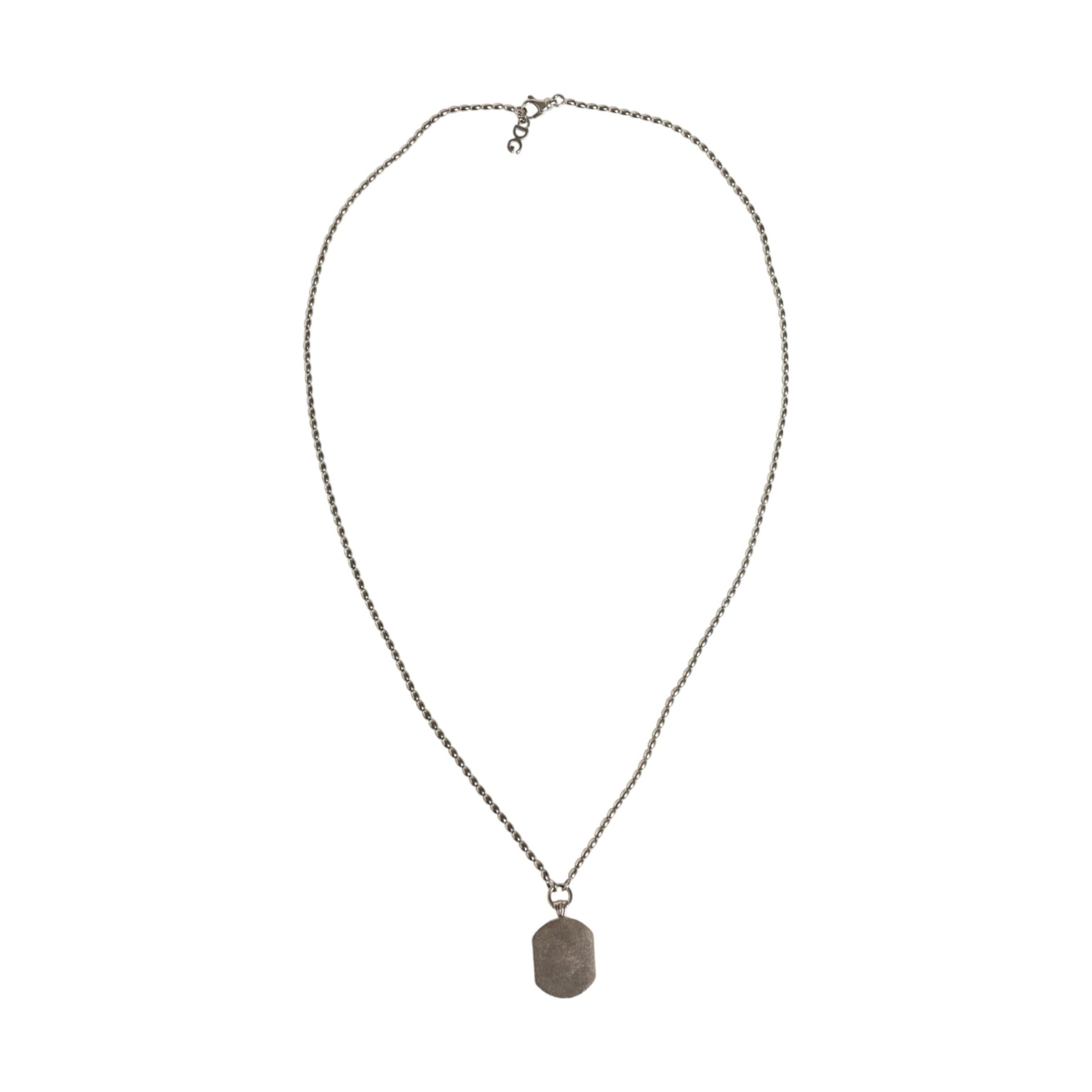 Dolce & Gabbana Silver 925 Chain Bar Gem Pendant Necklace