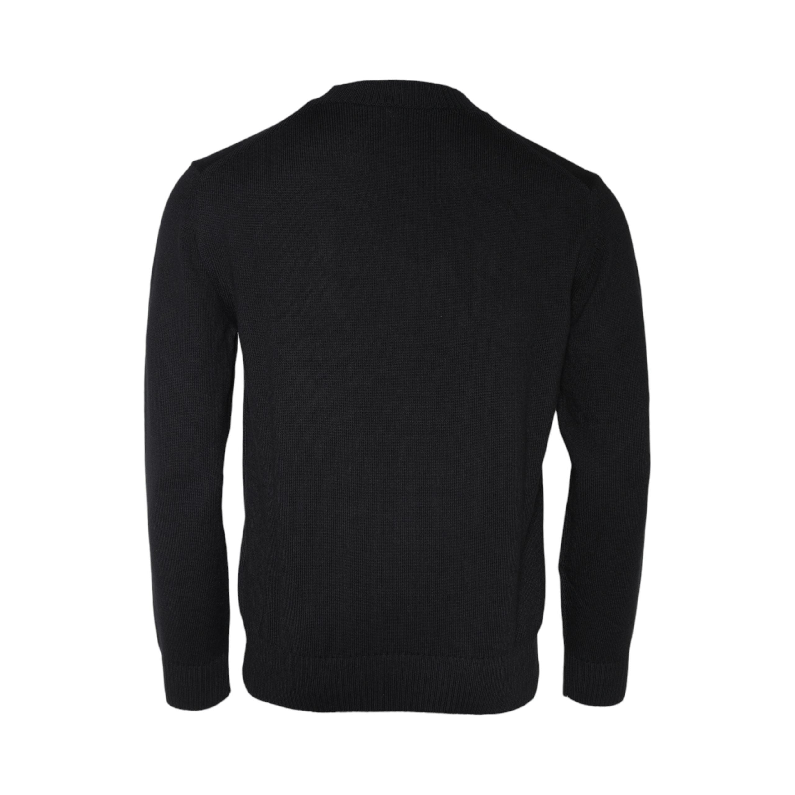 Versace Black Cotton Crew Neck Pullover Sweater