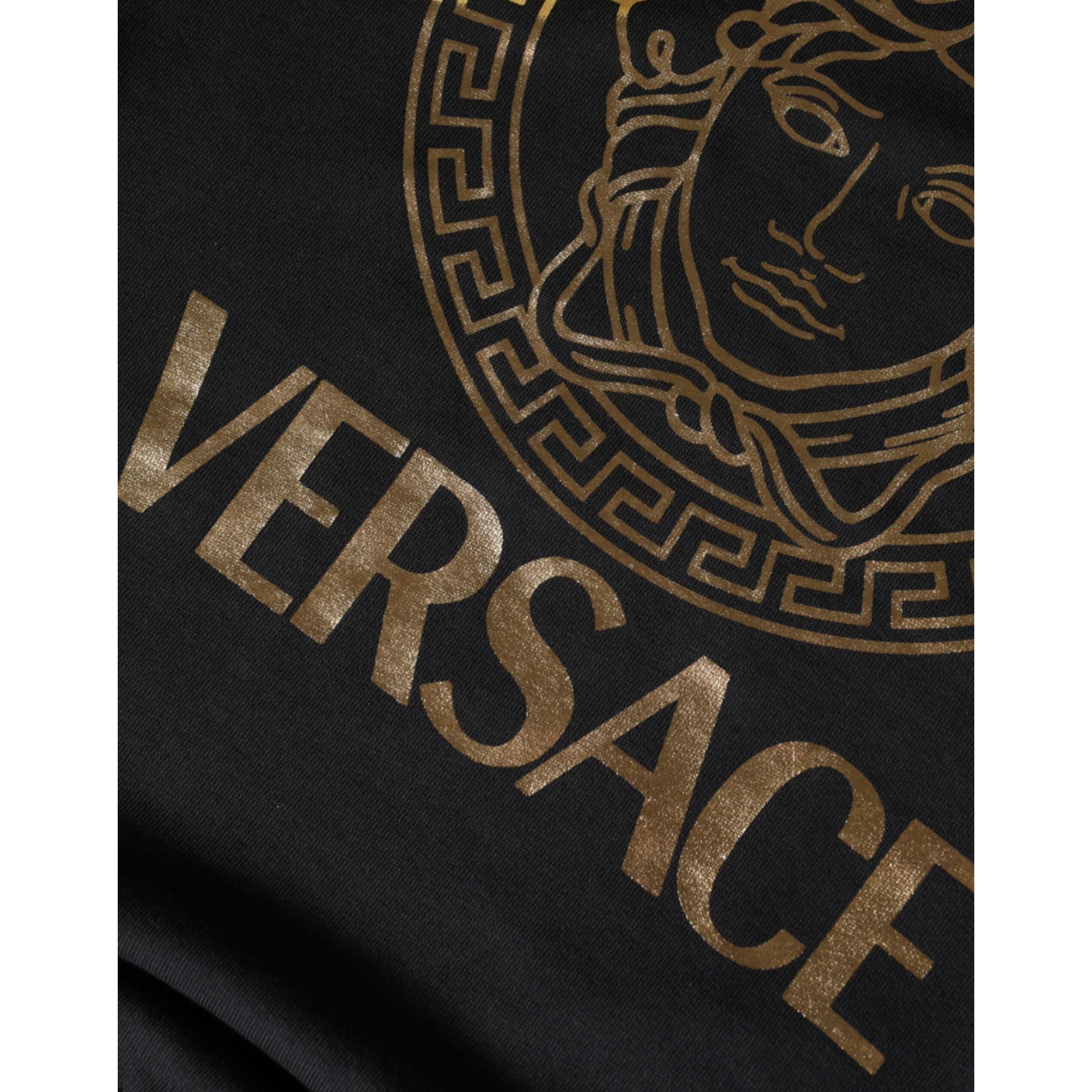 Versace Black Fleece Cotton Crew Neck Sweatshirt