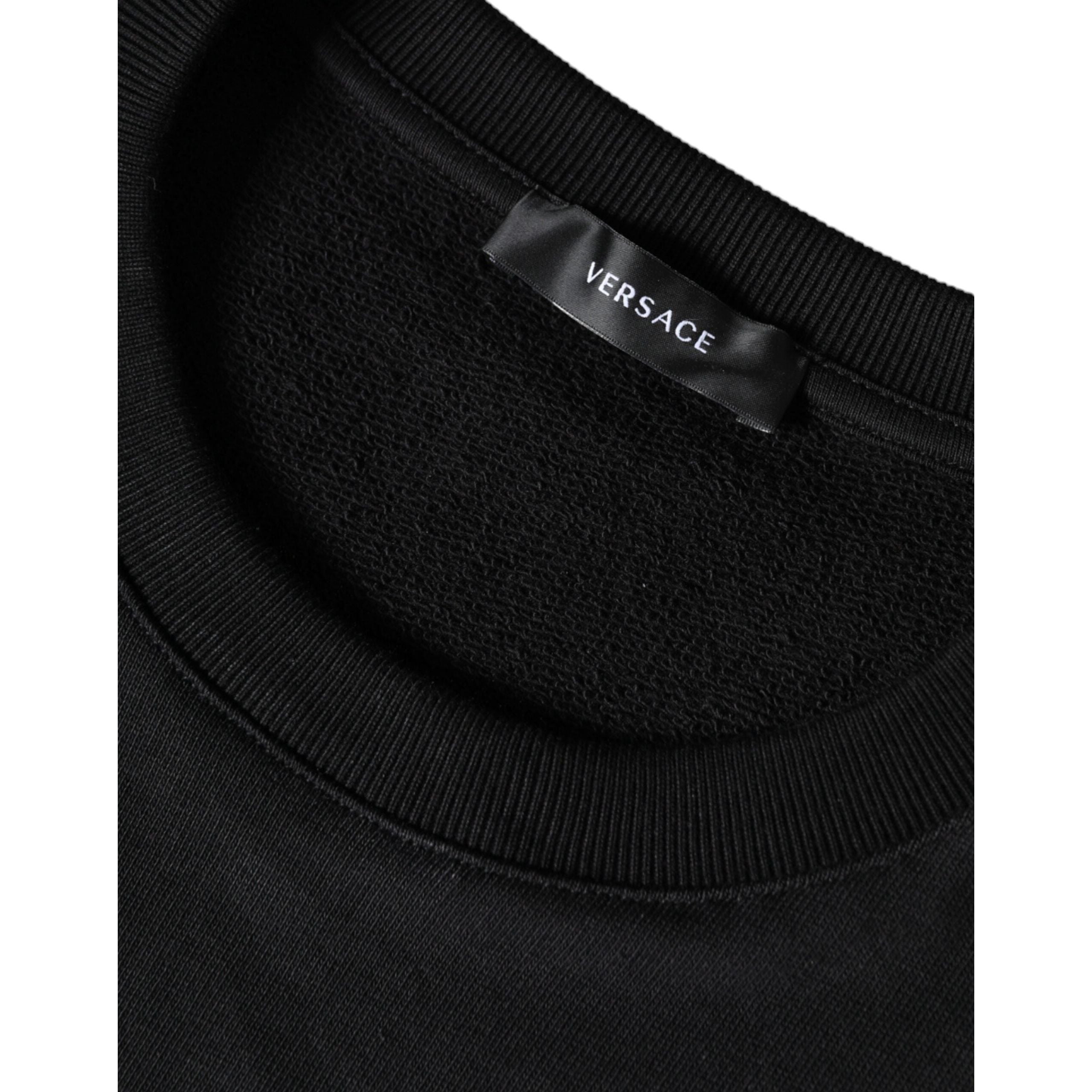 Versace Black Fleece Cotton Crew Neck Sweatshirt