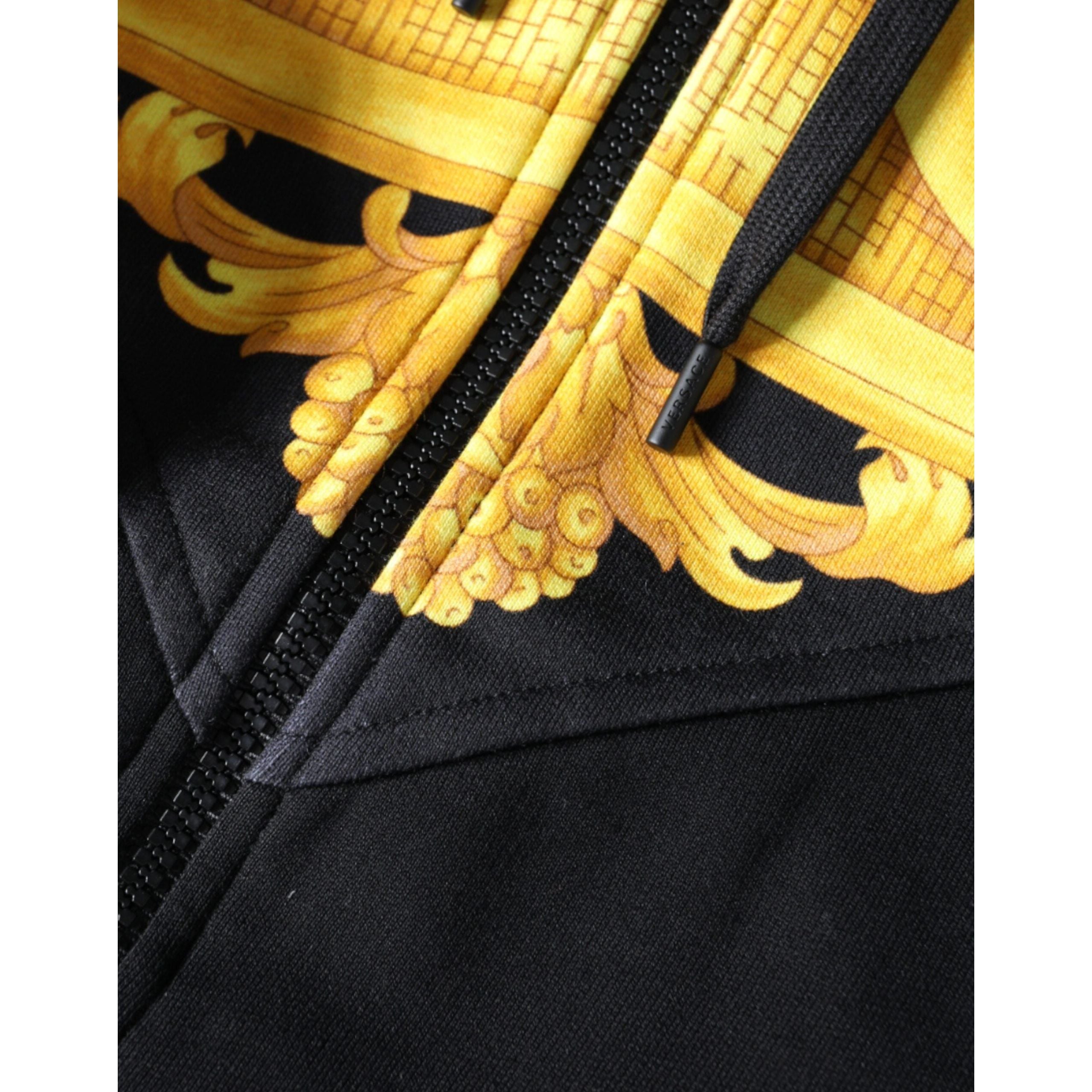 Versace Black Cotton Full Zip Hoodie Sweater