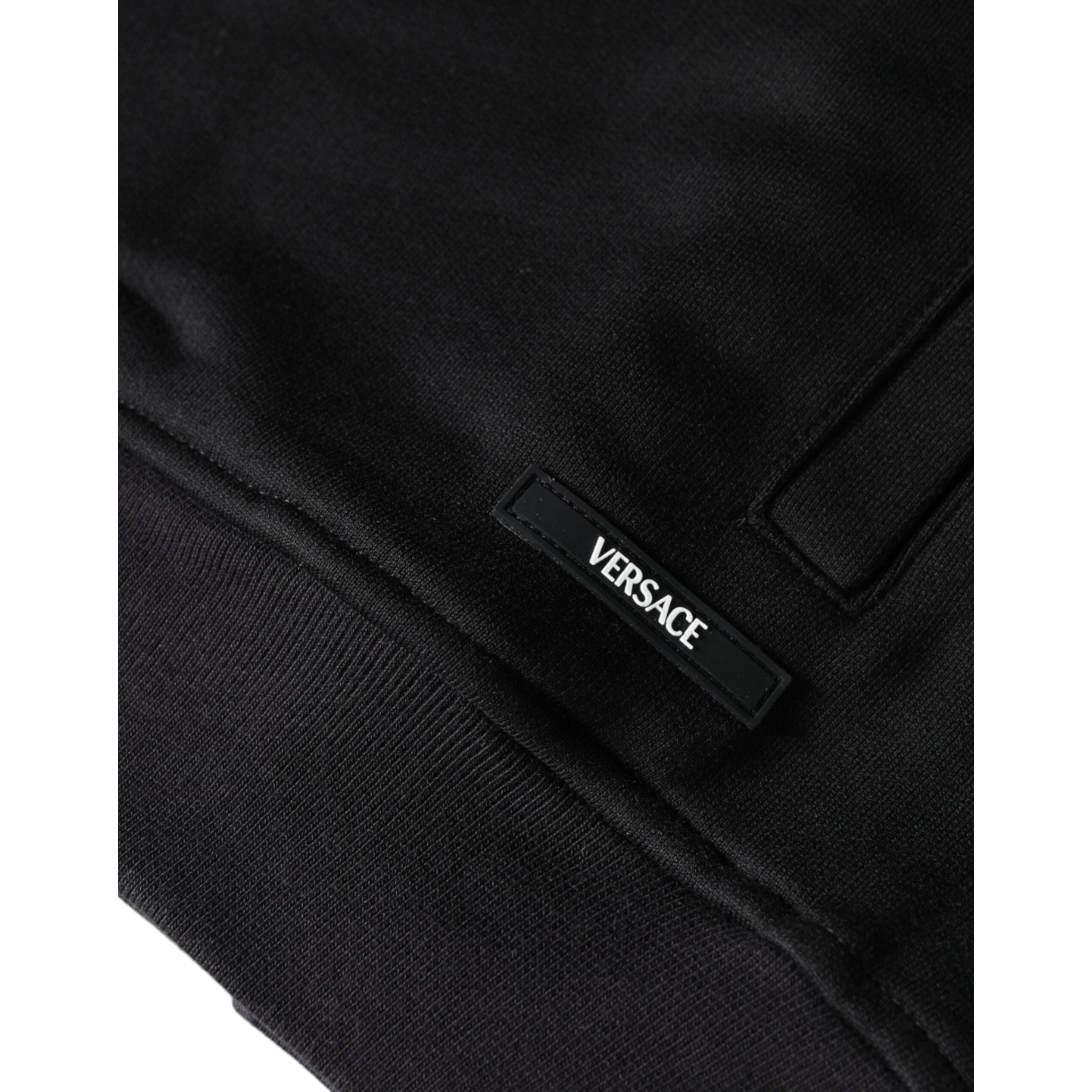 Versace Black Cotton Full Zip Hoodie Sweater